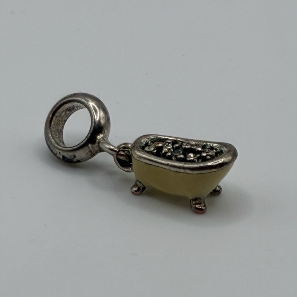 Silver-Tone Bubble Bath Bathtub Dangle Charm